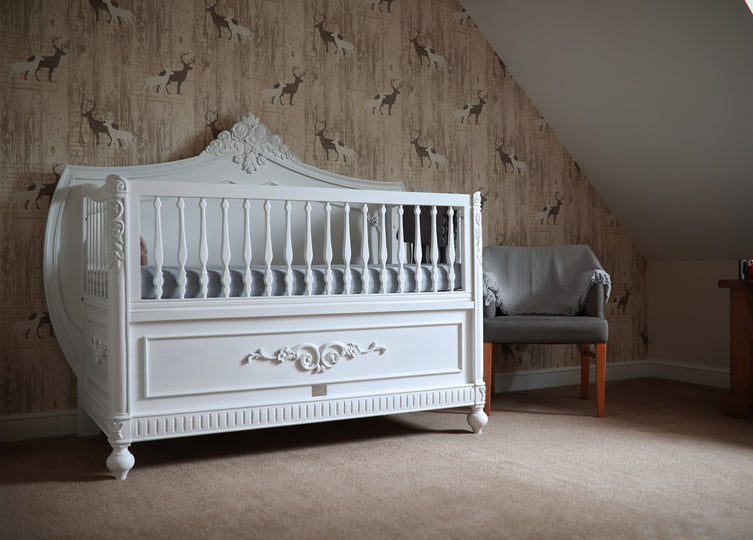 Louis French Cot Bed in White. Free Delivery & Assembly.